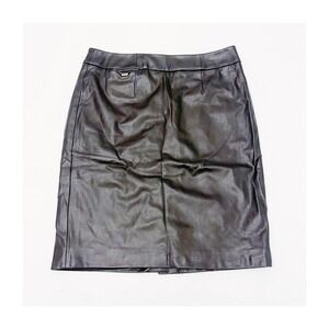 Calvin Klein Black Faux Leather Pencil Skirt SZ10